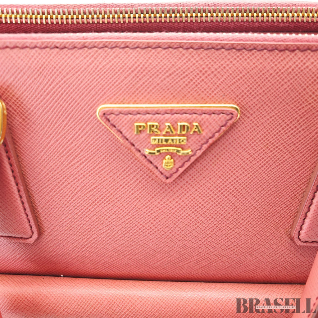 PRADA プラダ サフィアーノ レザー ガレリア  2way ハンドバッグ ピンク トートバッグ 鍵 ショルダーストラップ レディース メンズ