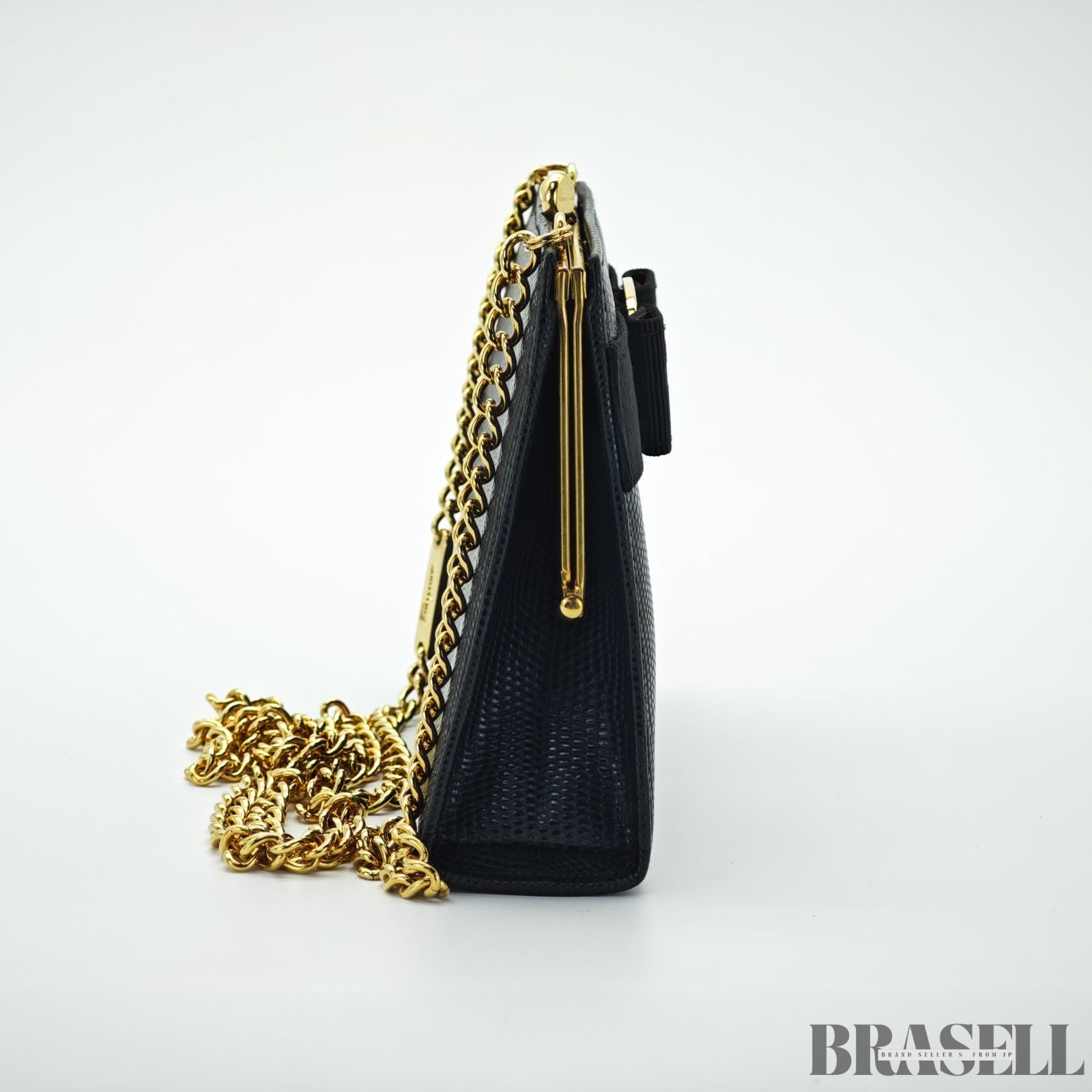 Salvatore Ferragamo サルバトーレ・フェラガモ ヴァラ リボン 22-3054 バッグ ショルダーバッグ 型押し コンパクト ブラック レディース 箱