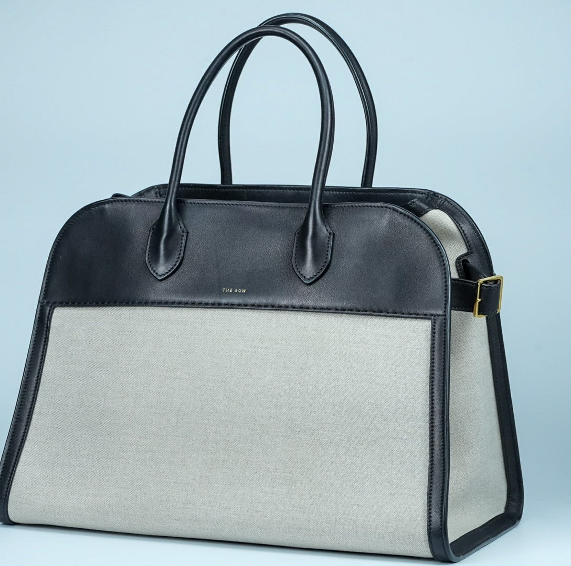 【希少】THE ROW ザ・ロウ Margaux 15 マルゴー キャンバス レザー ハンドバッグ ブラック ベージュ 保存袋付 美品 ABランク レア トートバッグ メンズ レディース