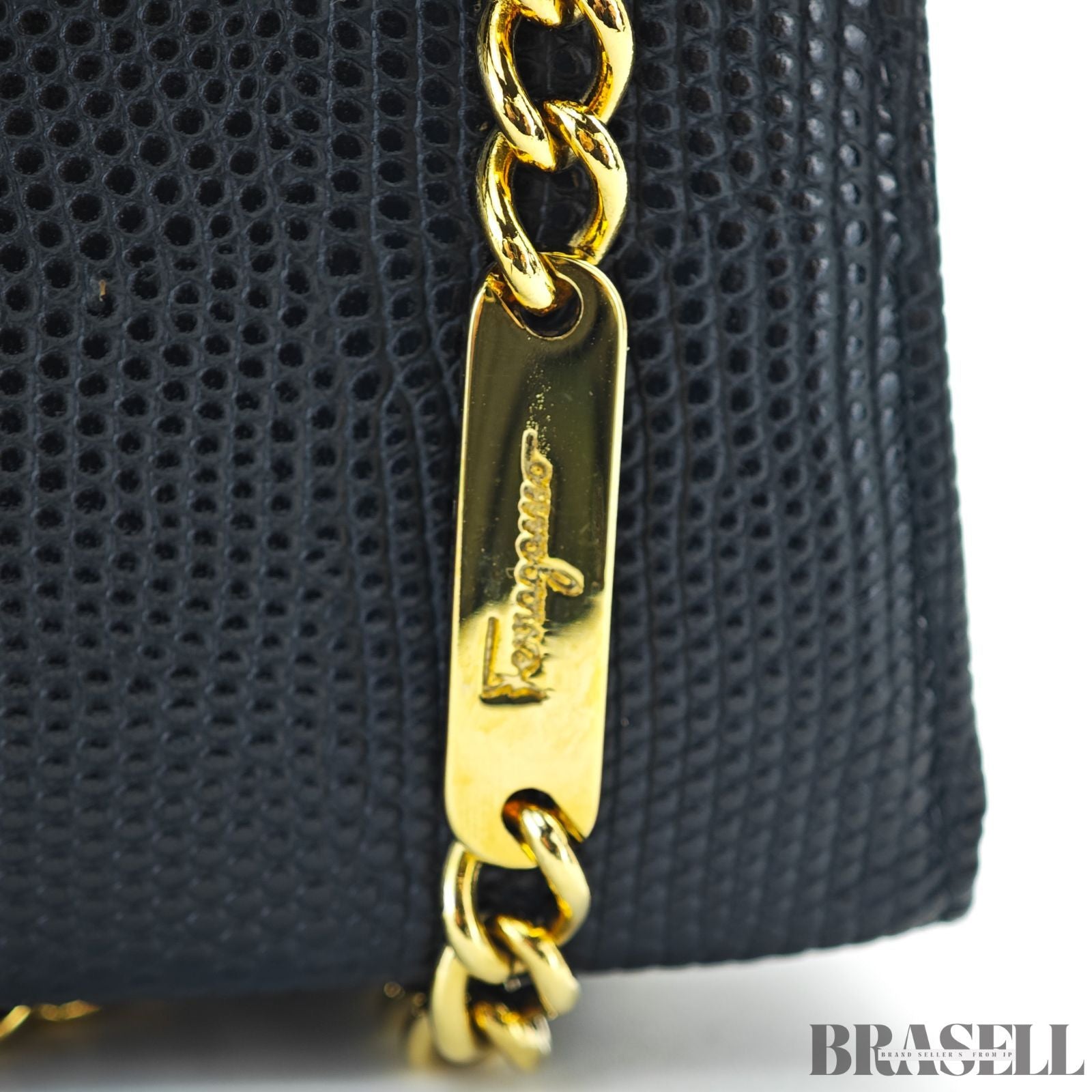 Salvatore Ferragamo サルバトーレ・フェラガモ ヴァラ リボン 22-3054 バッグ ショルダーバッグ 型押し コンパクト ブラック レディース 箱