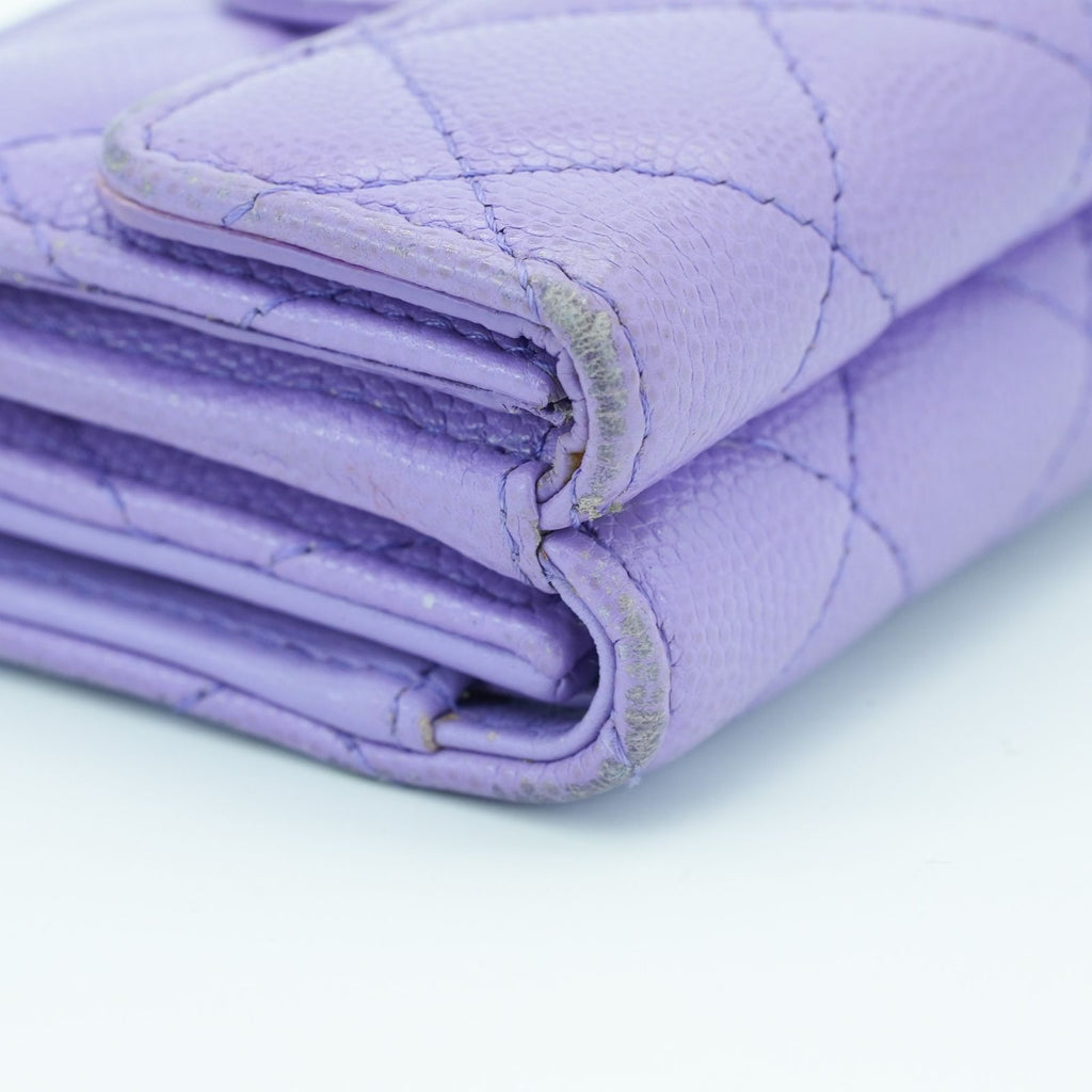 CHANEL マトラッセ 二つ折り財布 コンパクト パープル レディース