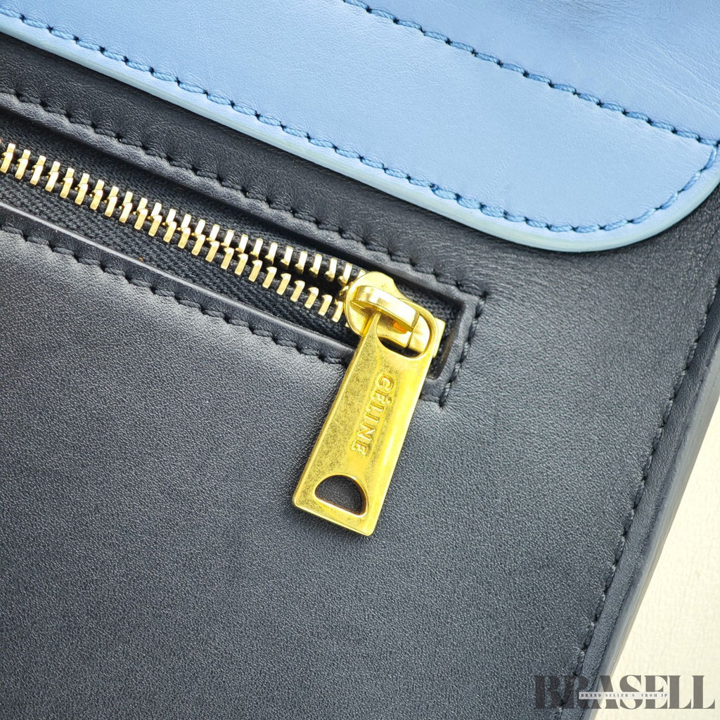 CELINE セリーヌトラペーズ スモール 2WAY ハンドバッグ ショルダーバッグ ブラック ライトブルー アイボリー 水色 レディース
