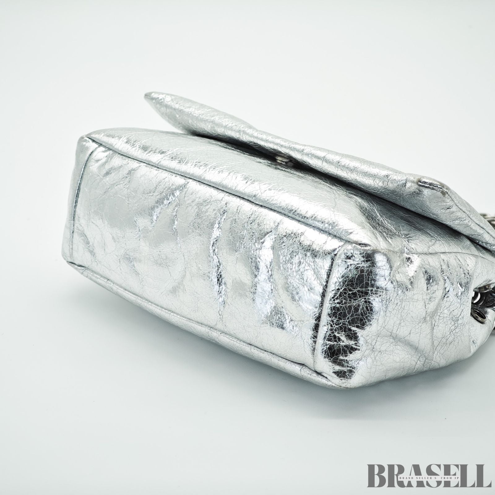 BALENCIAGA バレンシアガ MONACO モナコ ナノバッグ メタライズド ショルダーバッグ コンパクト メタリック シルバー系 レディース