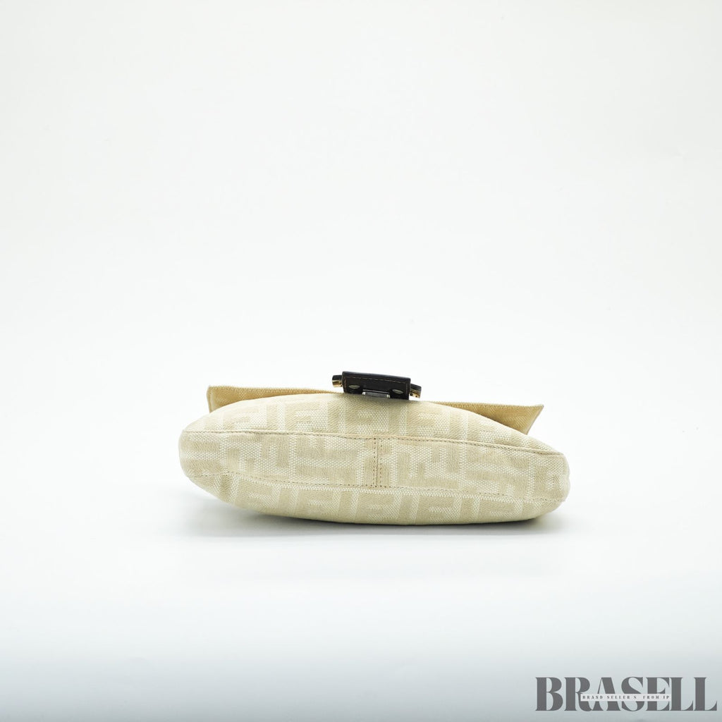 FENDI フェンディ マンマバケット ハンドバッグ  キャンバス レザー ベージュ レディース