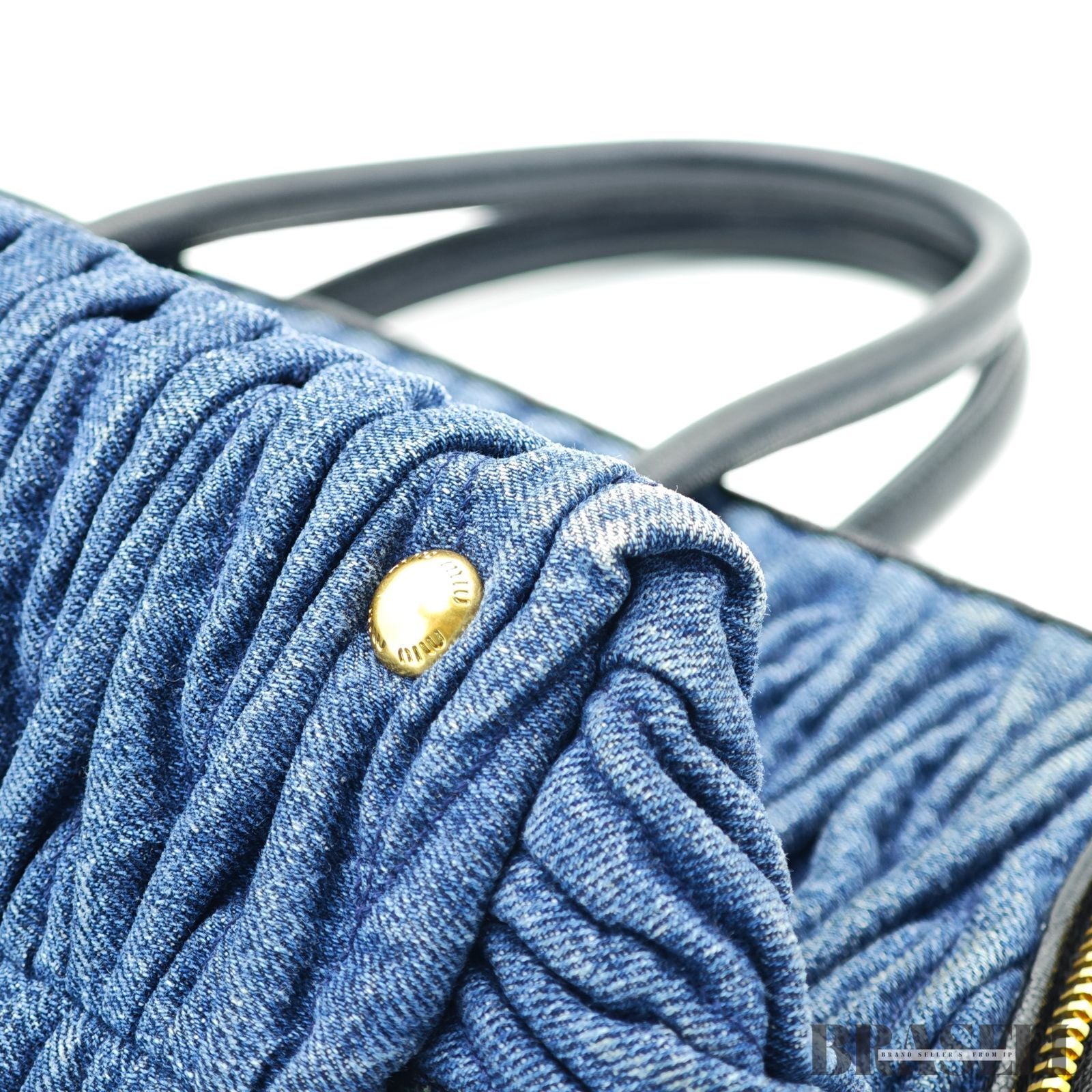 MIUMIU ミュウミュウ マテラッセ ブデニムキャンバスハンドバッグ バッグ ハンドバッグ 横長 ブルー レディース メンズ