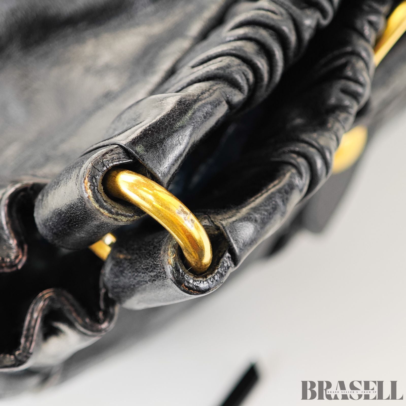 miu miu ミュウミュウ ギャザー ハンドバッグ RT0383 バッグ ショルダーバッグ 2way ブラック レディース ショルダーストラップ