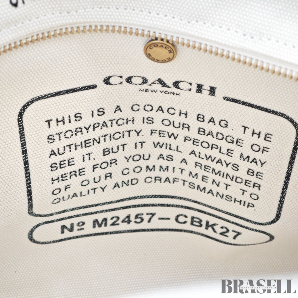 COACH コーチ カーゴトートバッグ スケッチプリント バッグ 2way ショルダーバッグ ハンドバッグ 刺繍 ファンシー 可愛い ホワイト レディース 保存袋 ショルダーストラップ