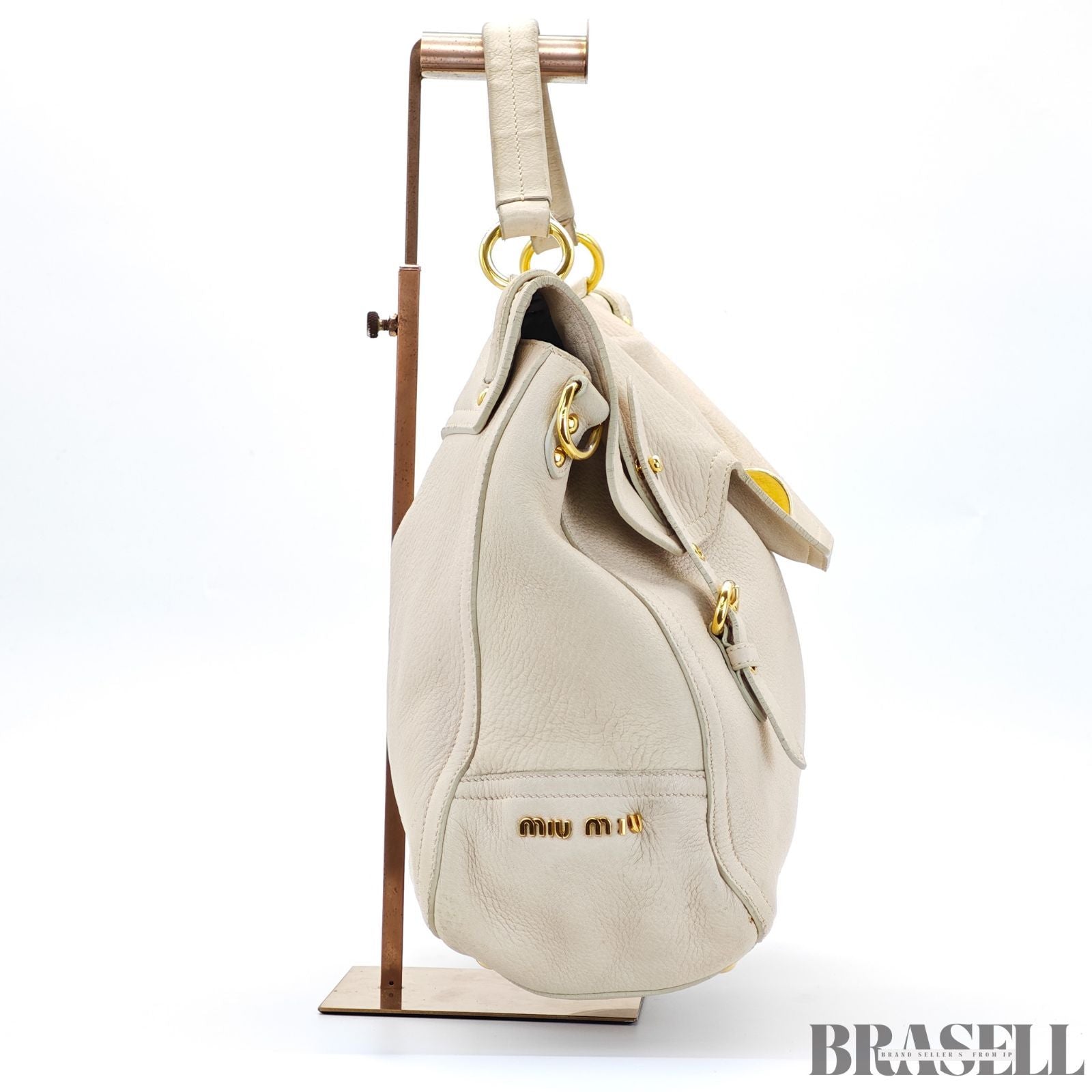 miu miu ミュウミュウ レザートートバッグ バッグ ハンドバッグ ショルダーバッグ 2way フラップ ホワイト レディース 保存袋, ショルダーストラップ