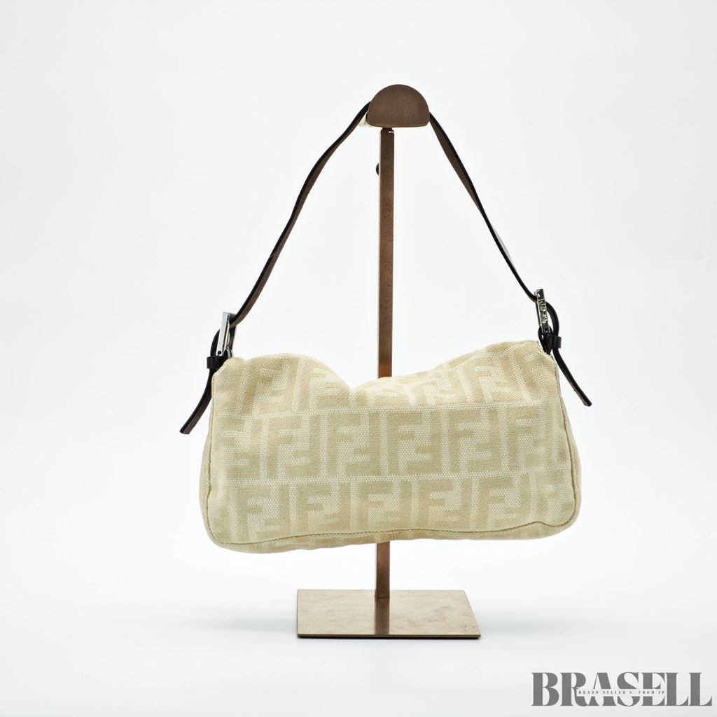 FENDI フェンディ マンマバケット ハンドバッグ  キャンバス レザー ベージュ レディース