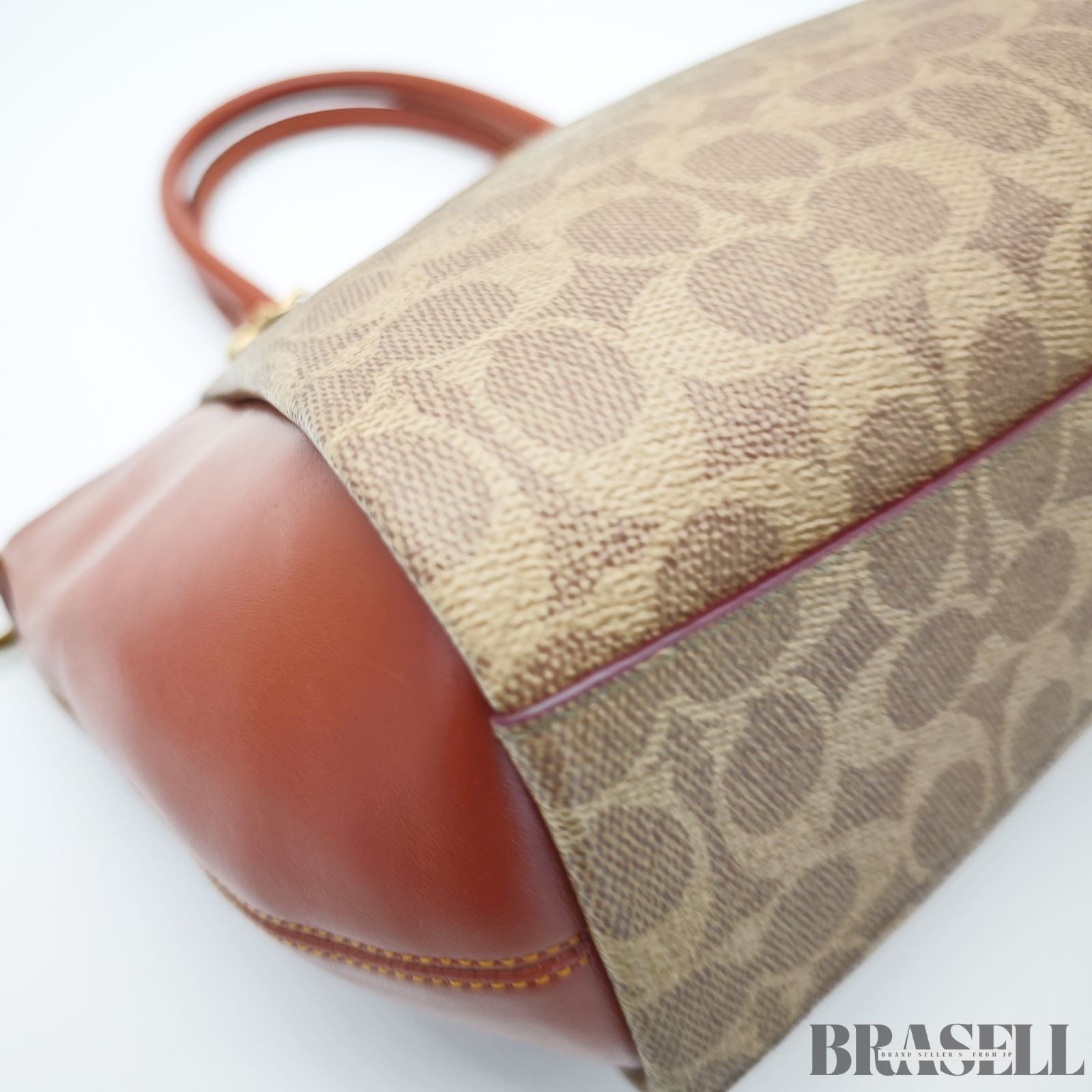 COACH コーチ エリス サッチェル シグネチャー 796364 バッグ トートバッグ ショルダーバッグ 2way ブラウン レンガ色系 ×ベージュ レディース ショルダーストラップ