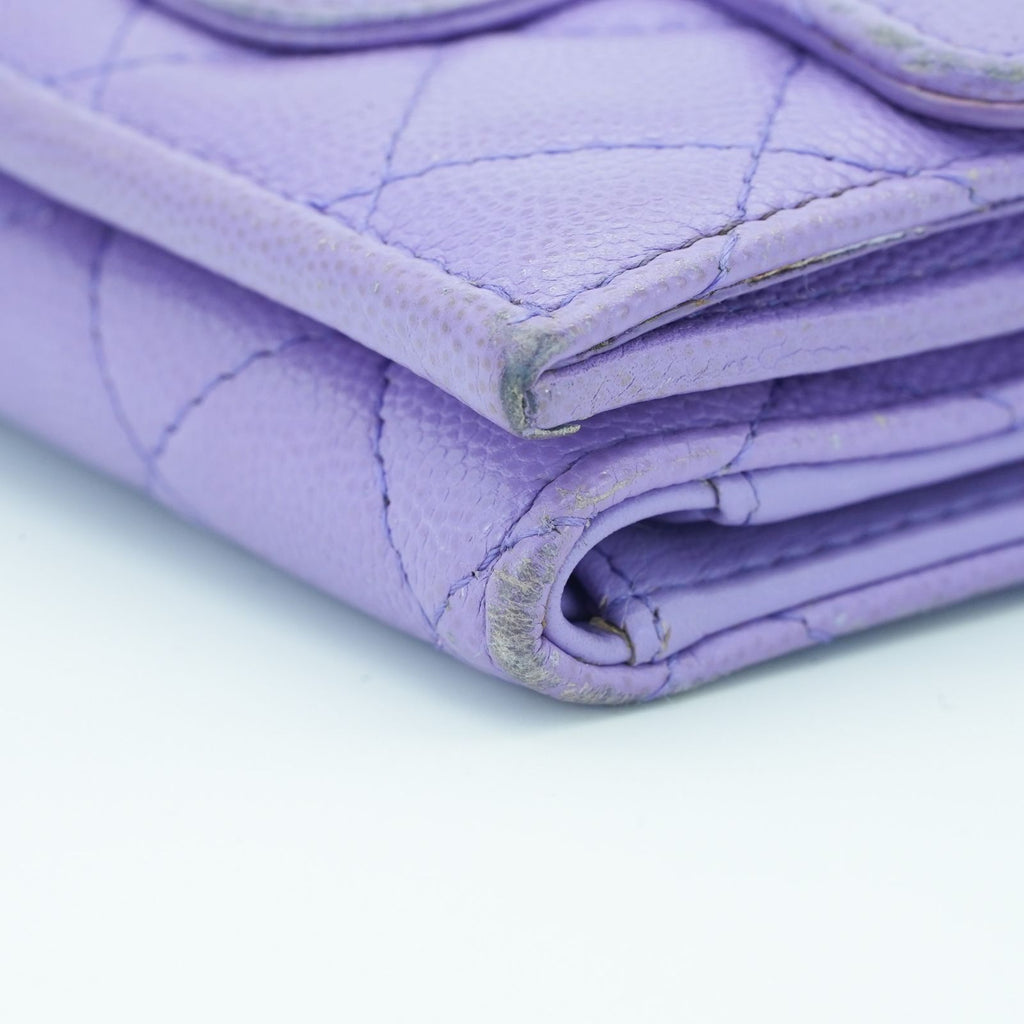 CHANEL マトラッセ 二つ折り財布 コンパクト パープル レディース