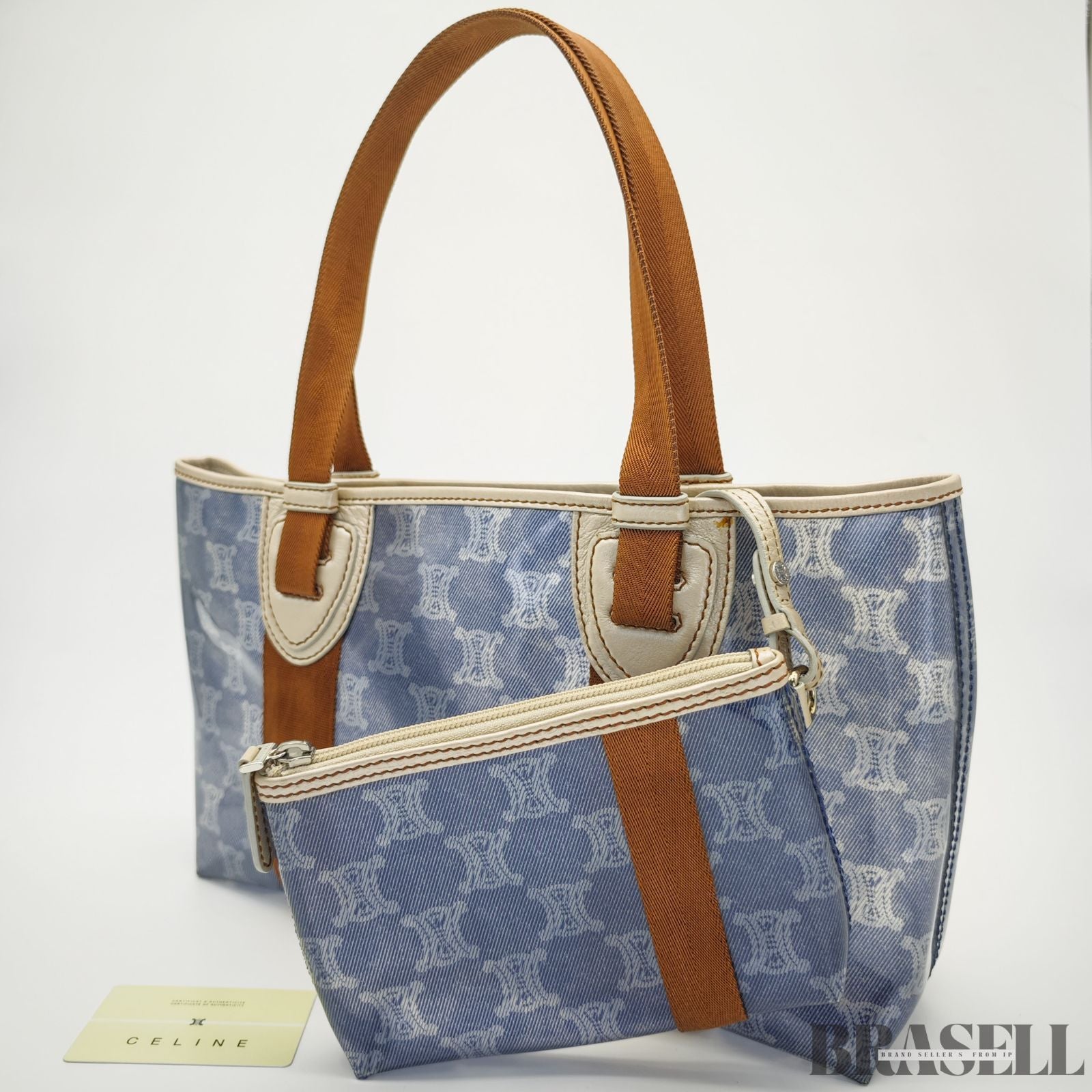 CELINE  セリーヌ マカダム トートバッグ バッグ トートバッグ ポーチ付き ブルー レディース