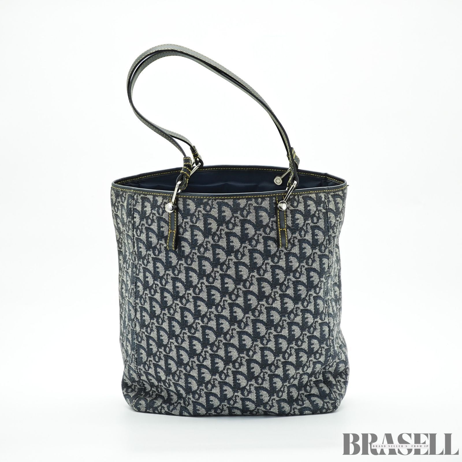 Dior ディオール トロッター トートバッグ ハンドバッグ キャンバス レザー ネイビー レディース