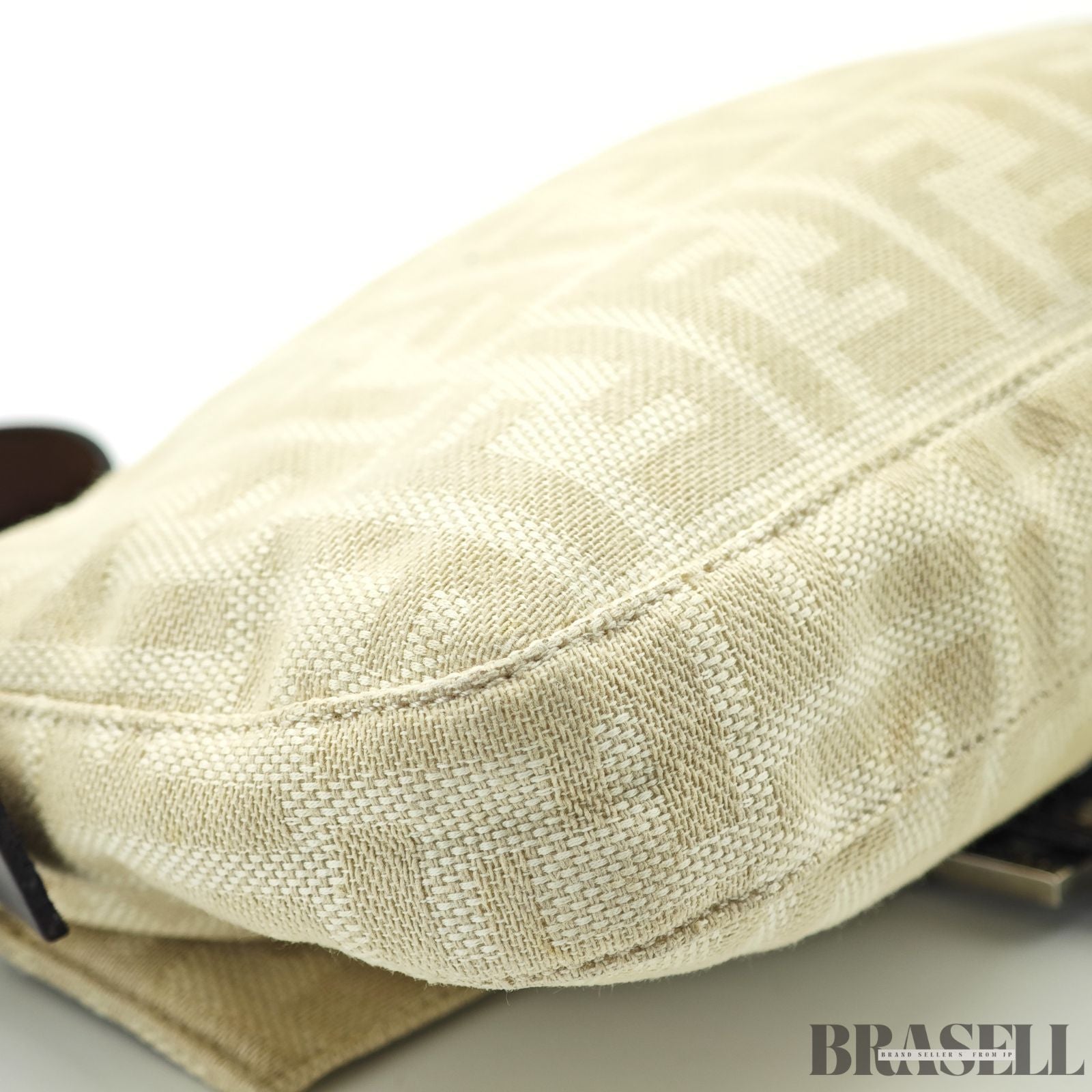 FENDI フェンディ マンマバケット ハンドバッグ  キャンバス レザー ベージュ レディース