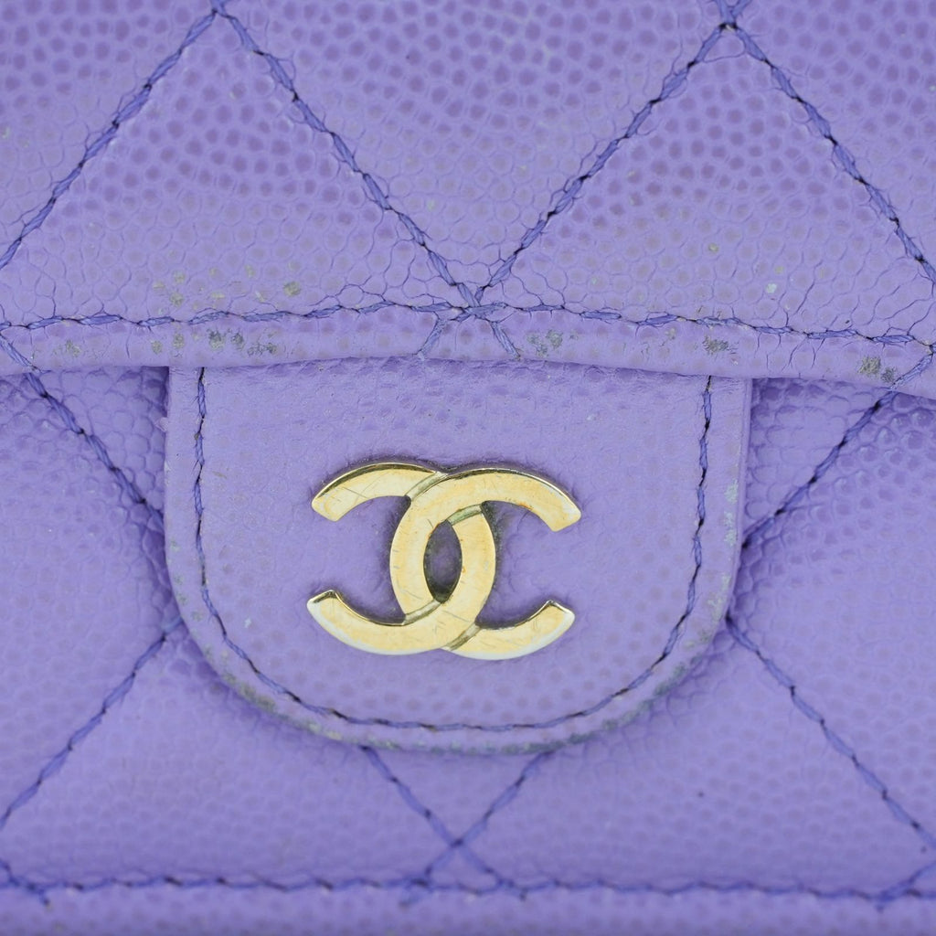 CHANEL マトラッセ 二つ折り財布 コンパクト パープル レディース
