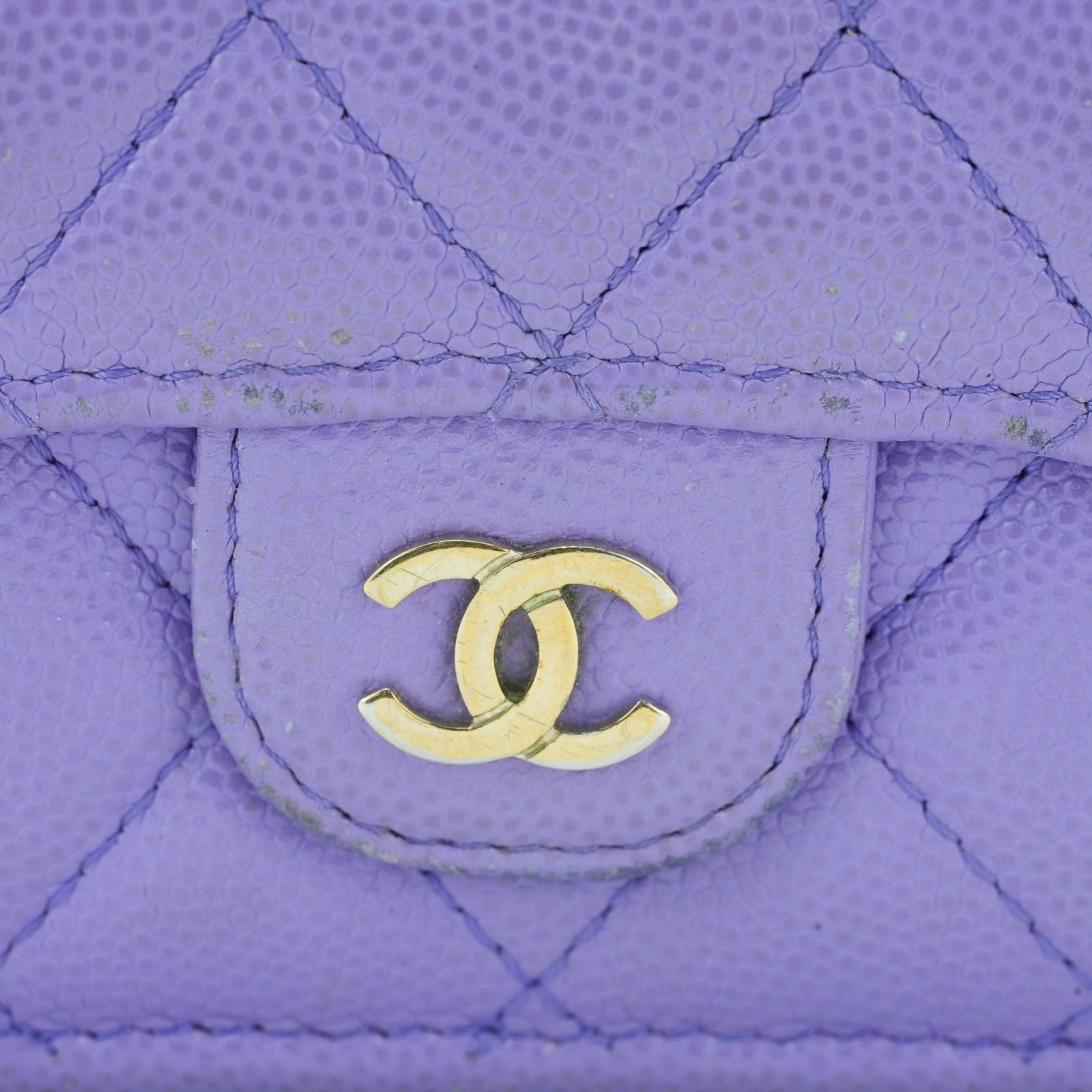 CHANEL マトラッセ 二つ折り財布 コンパクト パープル レディース