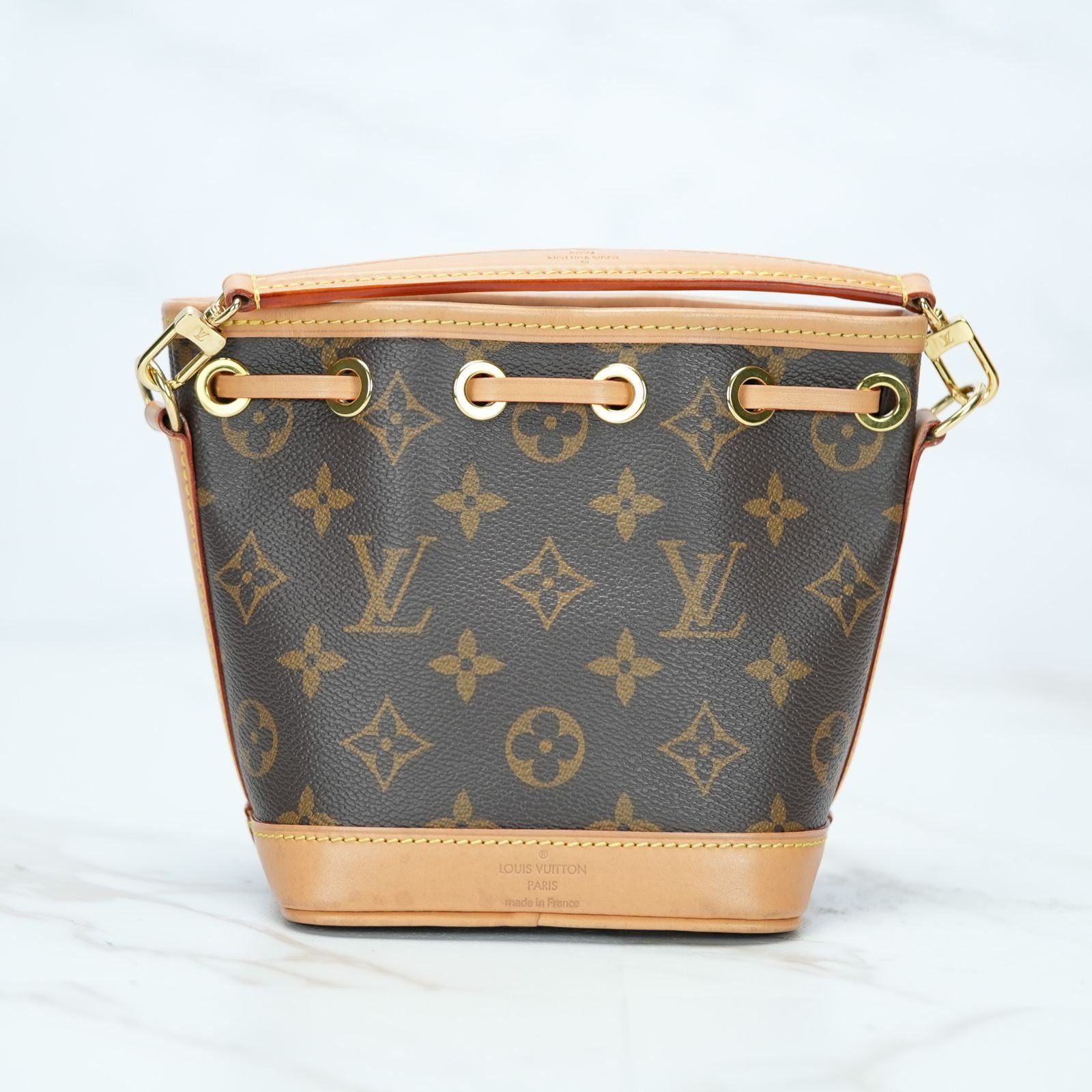 LOUIS VUITTON ナノノエ モノグラム M81266 バッグ ハンドバッグ ショルダーバッグ バケツバッグ 2way ブラウン レディース メンズ 箱 ショルダーストラップ 保存袋
