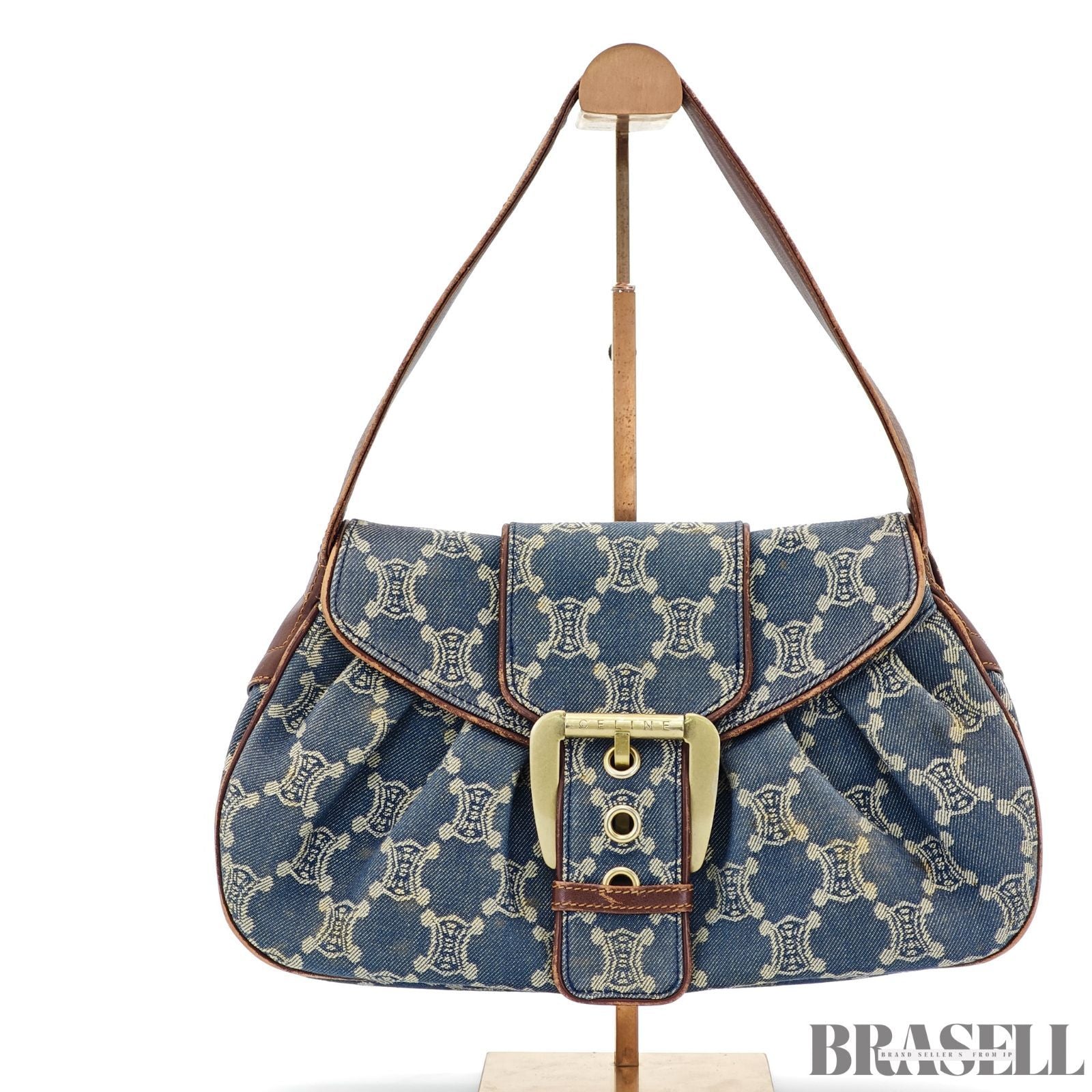 CELINE  セリーヌ パリマカダム ワンショルダーバッグ バッグ ハンドバッグ フラップ デニム ブラウン系 レディース 保存袋