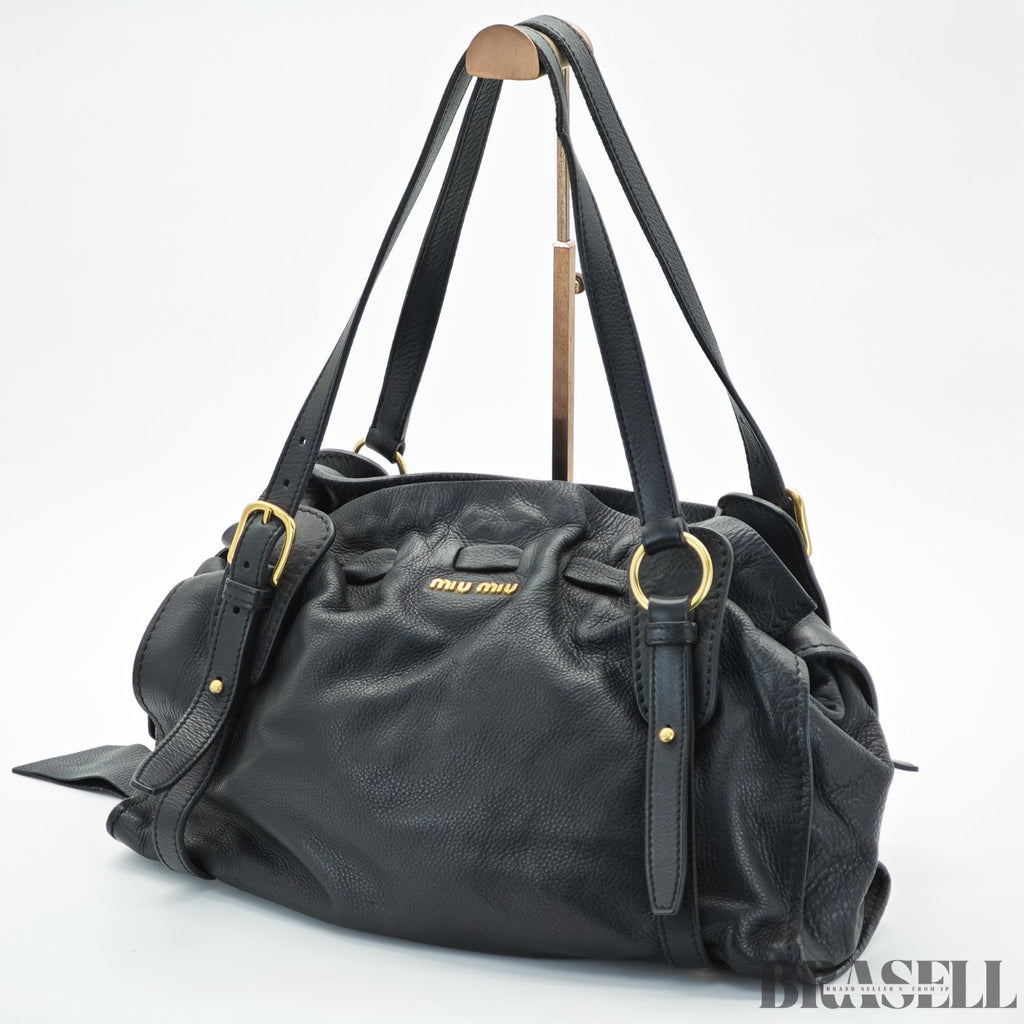 miu miu ミュウミュウ ハンドバッグ トートバッグ ショルダーバッグ  RR1312 バッグ 横長 ブラック 黒 レディース