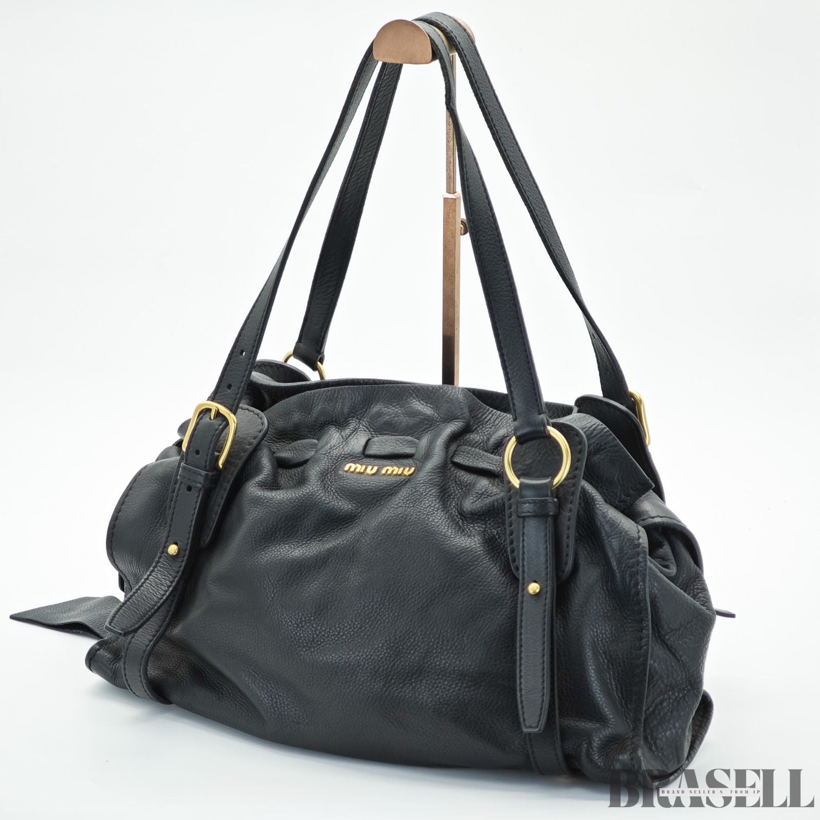 miu miu ミュウミュウ ハンドバッグ トートバッグ ショルダーバッグ  RR1312 バッグ 横長 ブラック 黒 レディース