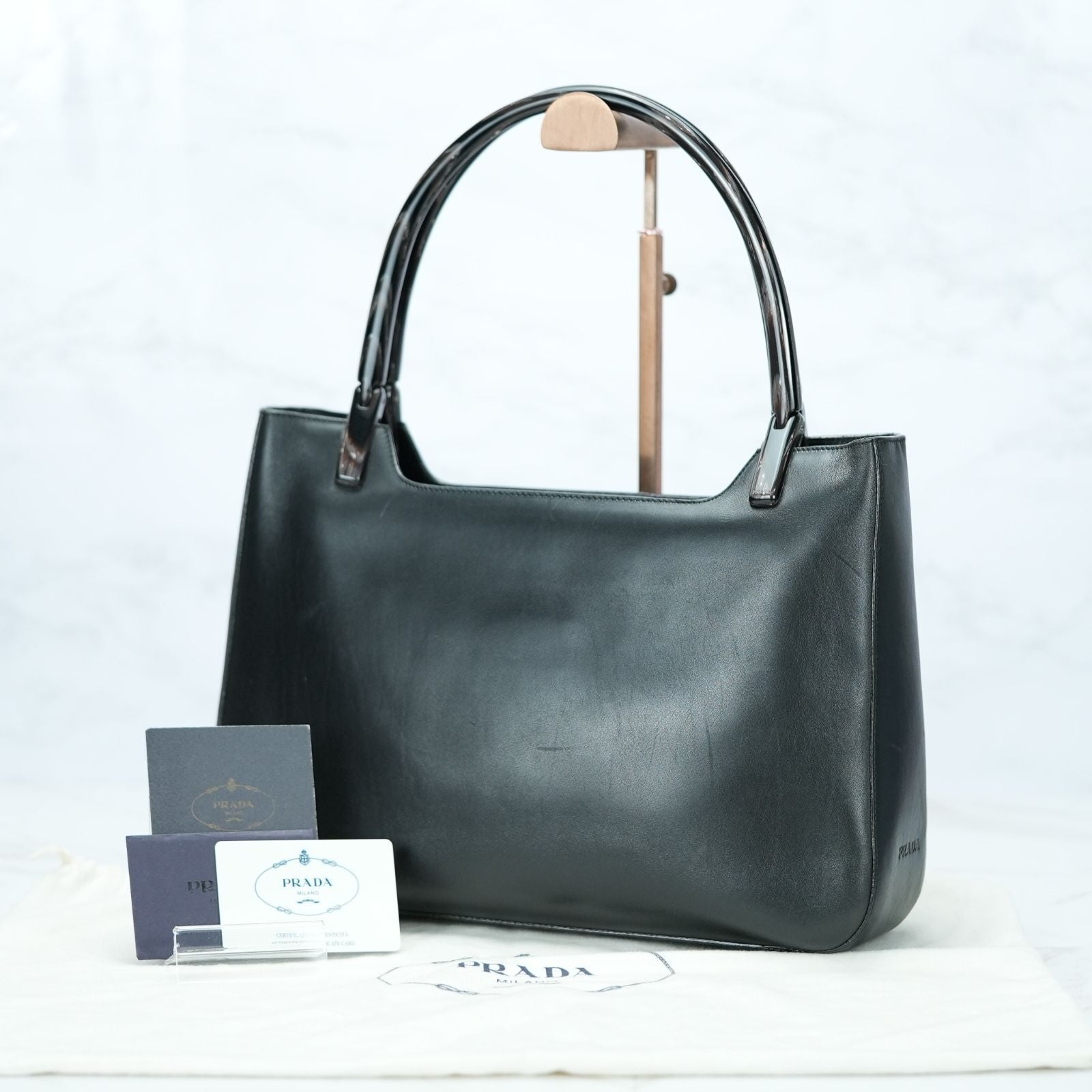 PRADA ヴィッテロ VITELLO CORINO NERO ハンドバッグ BR1277 バッグ トートバッグ ブラック トートバッグ レディース メンズ 保存袋 ギャランティーカード
