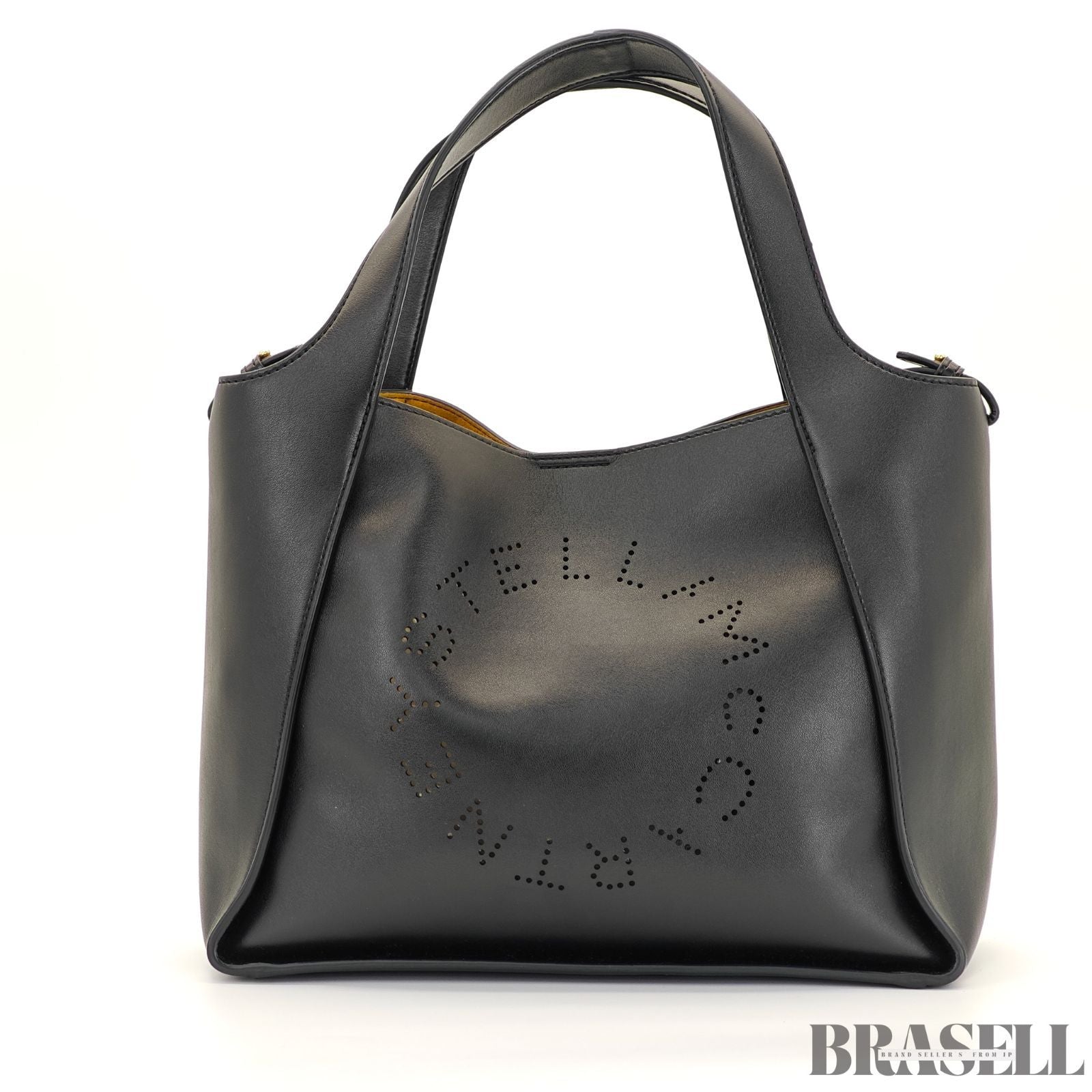 Stella McCartney ステラマッカートニー レザートートバッグ 513860W9923 バッグ ハンドバッグ ショルダーバッグ 2way ポーチ付き ブラック レディース 保存袋, ショルダーストラップ