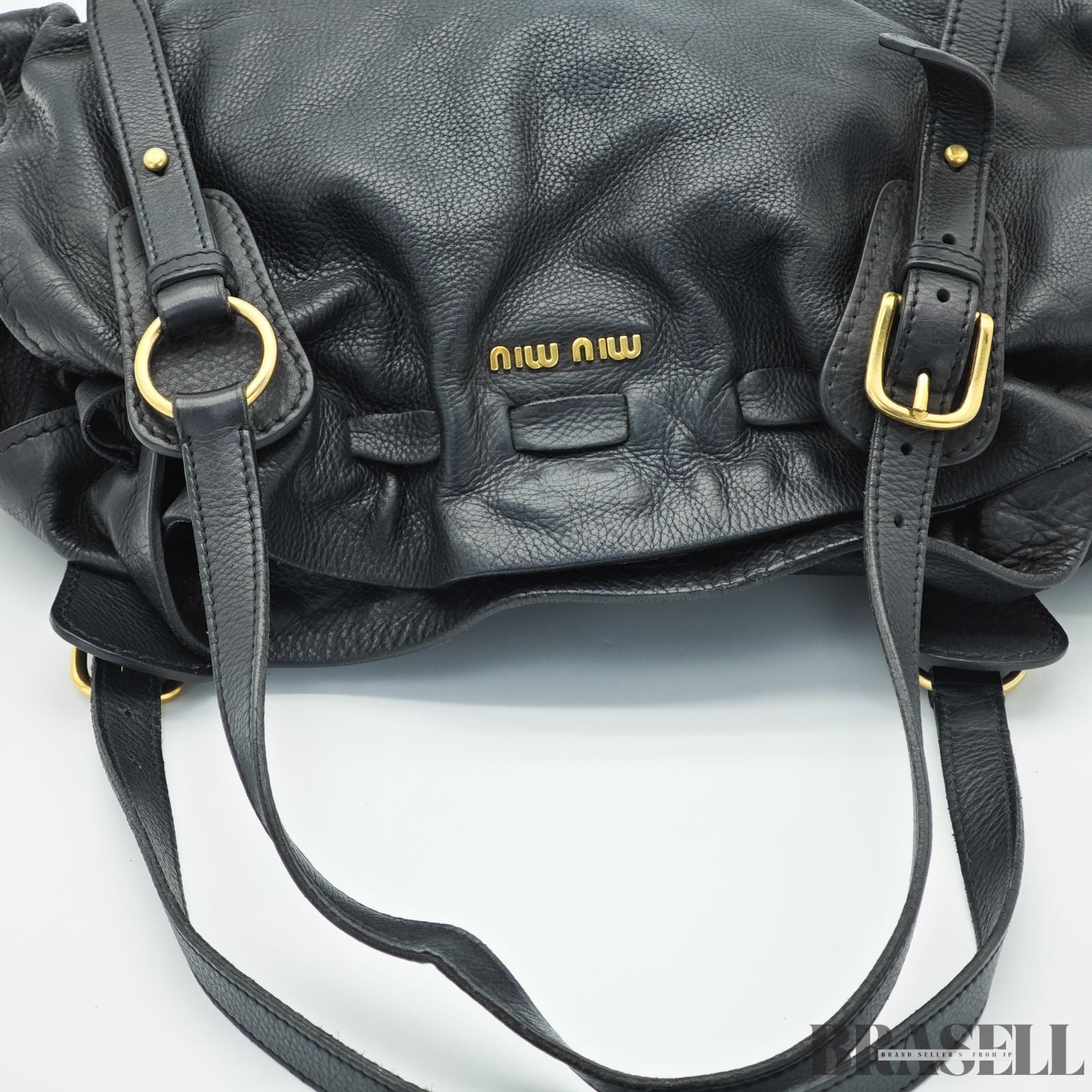 miu miu ミュウミュウ ハンドバッグ トートバッグ ショルダーバッグ  RR1312 バッグ 横長 ブラック 黒 レディース