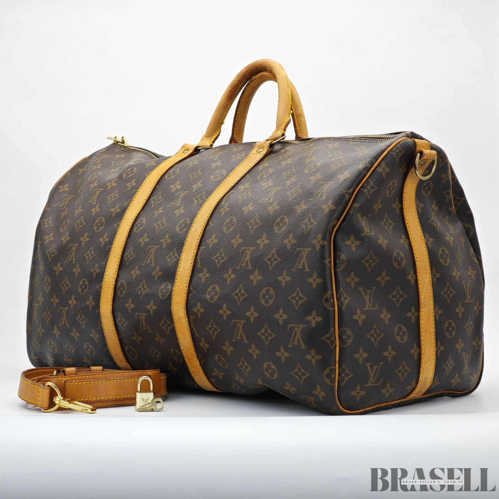 LOUIS VUITTON ルイ・ヴィトン キーポル 55cm M41424 バッグ ボストンバッグ 大容量 旅行 ブラウン レディース メンズ パドロック 鍵