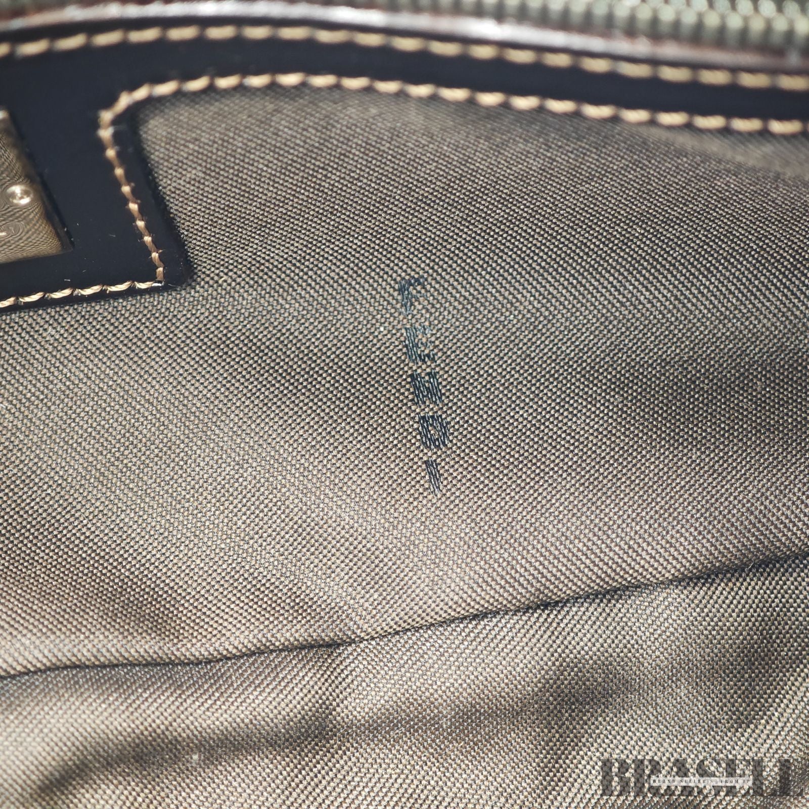 FENDI フェンディ マンマバケット ハンドバッグ  キャンバス レザー ベージュ レディース