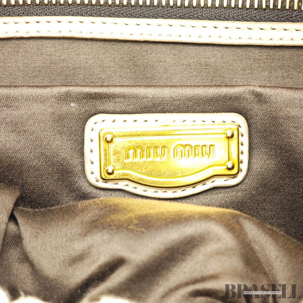 MIUMIU ミュウミュウ マテラッセ レザー ハンドバッグ バッグ 2way ブラウン レディース