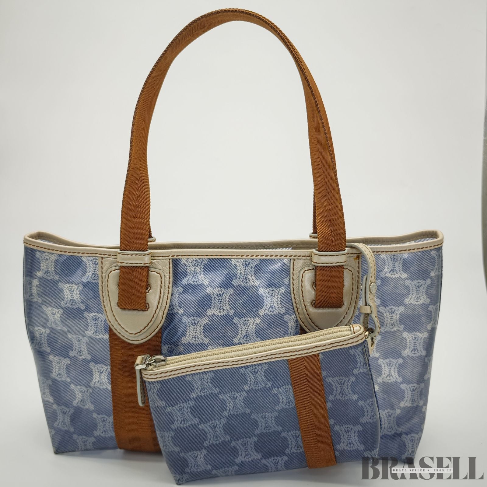 CELINE  セリーヌ マカダム トートバッグ バッグ トートバッグ ポーチ付き ブルー レディース