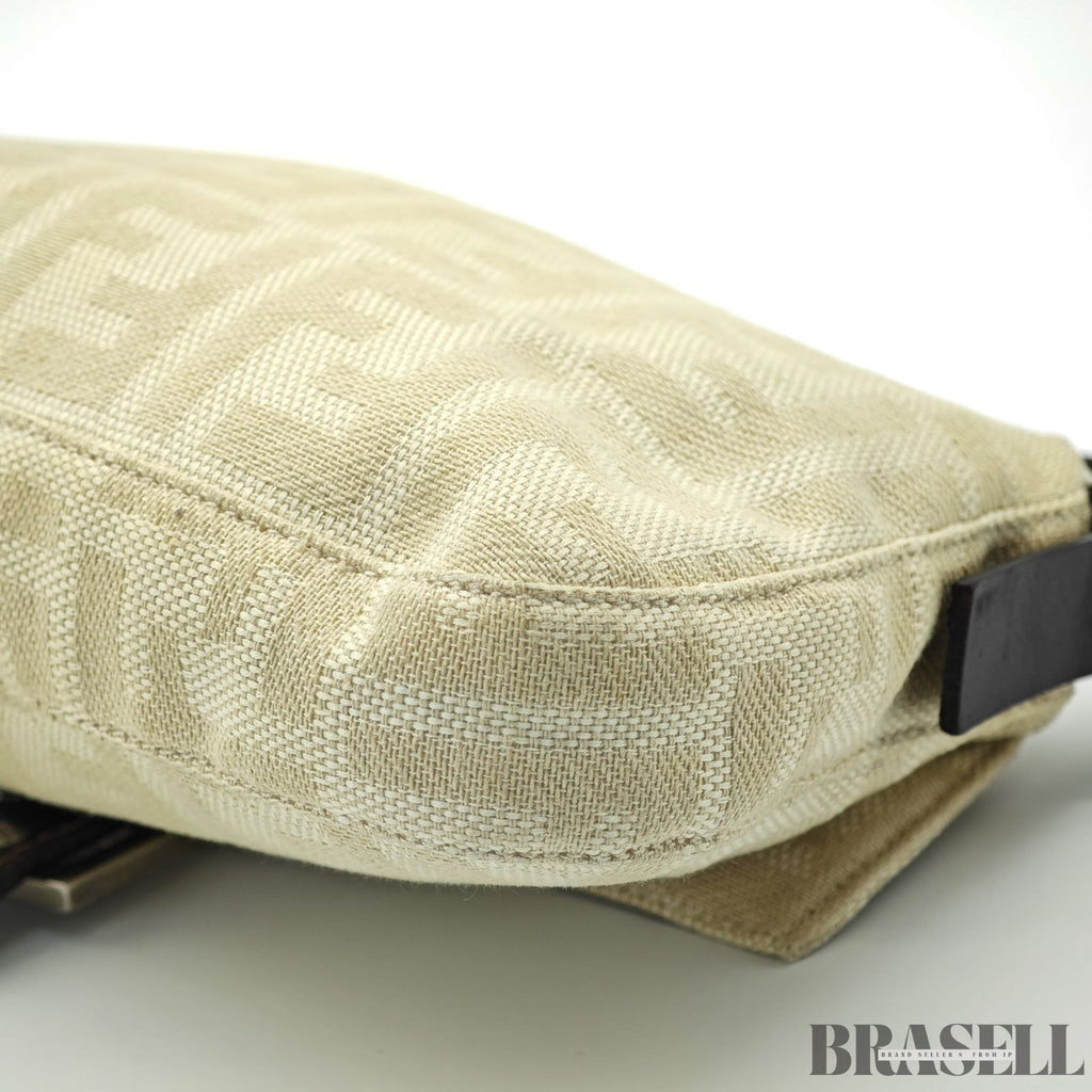 FENDI フェンディ マンマバケット ハンドバッグ  キャンバス レザー ベージュ レディース