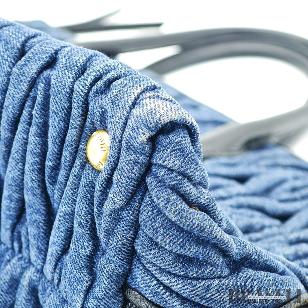 MIUMIU ミュウミュウ マテラッセ ブデニムキャンバスハンドバッグ バッグ ハンドバッグ 横長 ブルー レディース メンズ