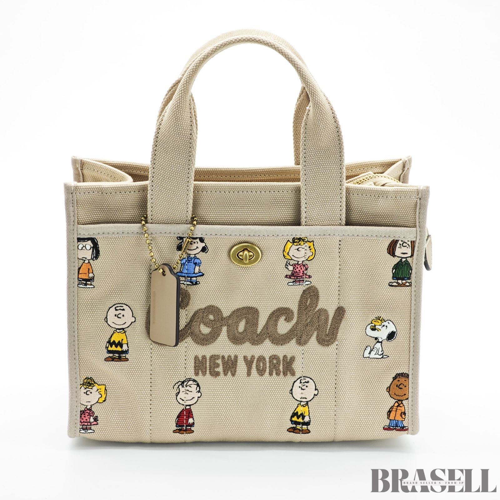 COACH コーチ COACH X PEANUTS  スヌーピー カーゴ トート バッグ C2657 CBH43 バッグ ショルダーバッグ 2way キャラクター 可愛い ベージュ レディース 保存袋 ショルダーストラップ