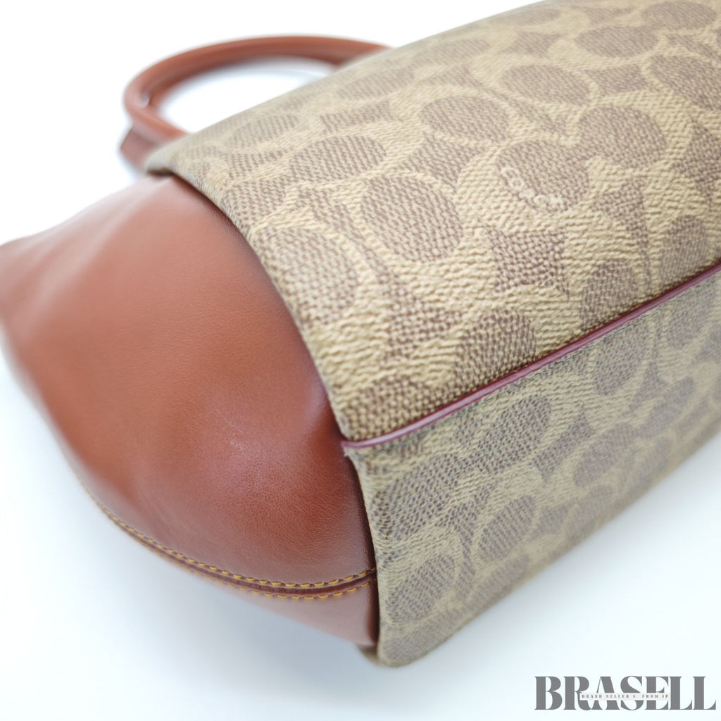 COACH コーチ エリス サッチェル シグネチャー 796364 バッグ トートバッグ ショルダーバッグ 2way ブラウン レンガ色系 ×ベージュ レディース ショルダーストラップ