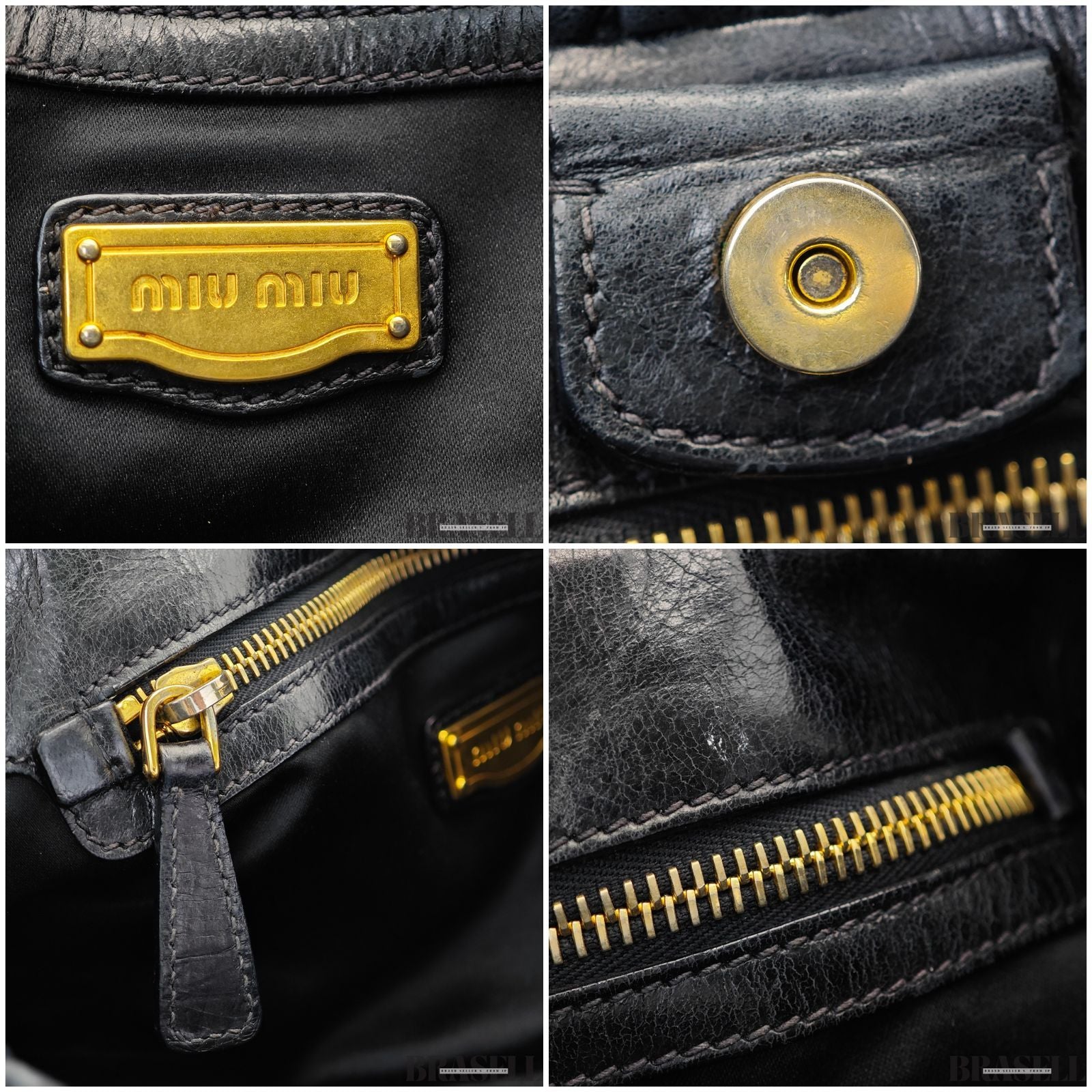 miu miu ミュウミュウ ギャザー ハンドバッグ RT0383 バッグ ショルダーバッグ 2way ブラック レディース ショルダーストラップ