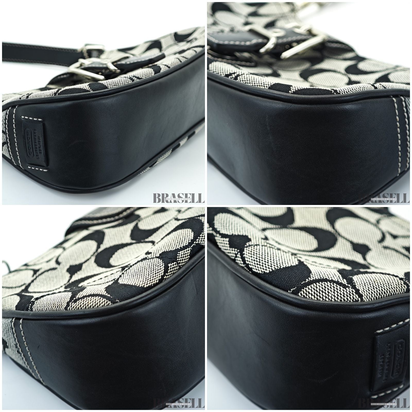 COACH コーチ シグネチャー ショルダーバッグ バッグ ホーボー 三日月 ブラック レディース