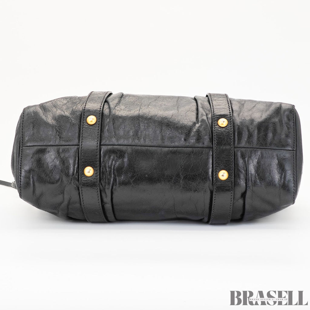 miu miu ミュウミュウ ギャザー ハンドバッグ RT0383 バッグ ショルダーバッグ 2way ブラック レディース ショルダーストラップ