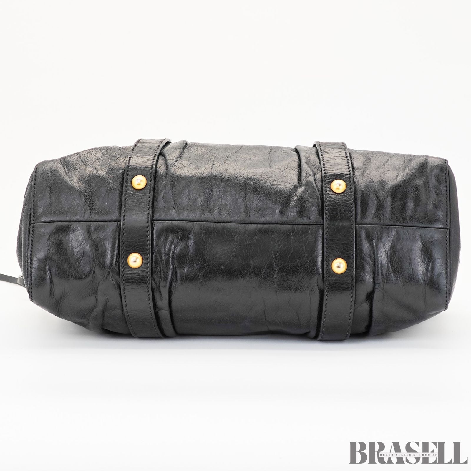 miu miu ミュウミュウ ギャザー ハンドバッグ RT0383 バッグ ショルダーバッグ 2way ブラック レディース ショルダーストラップ