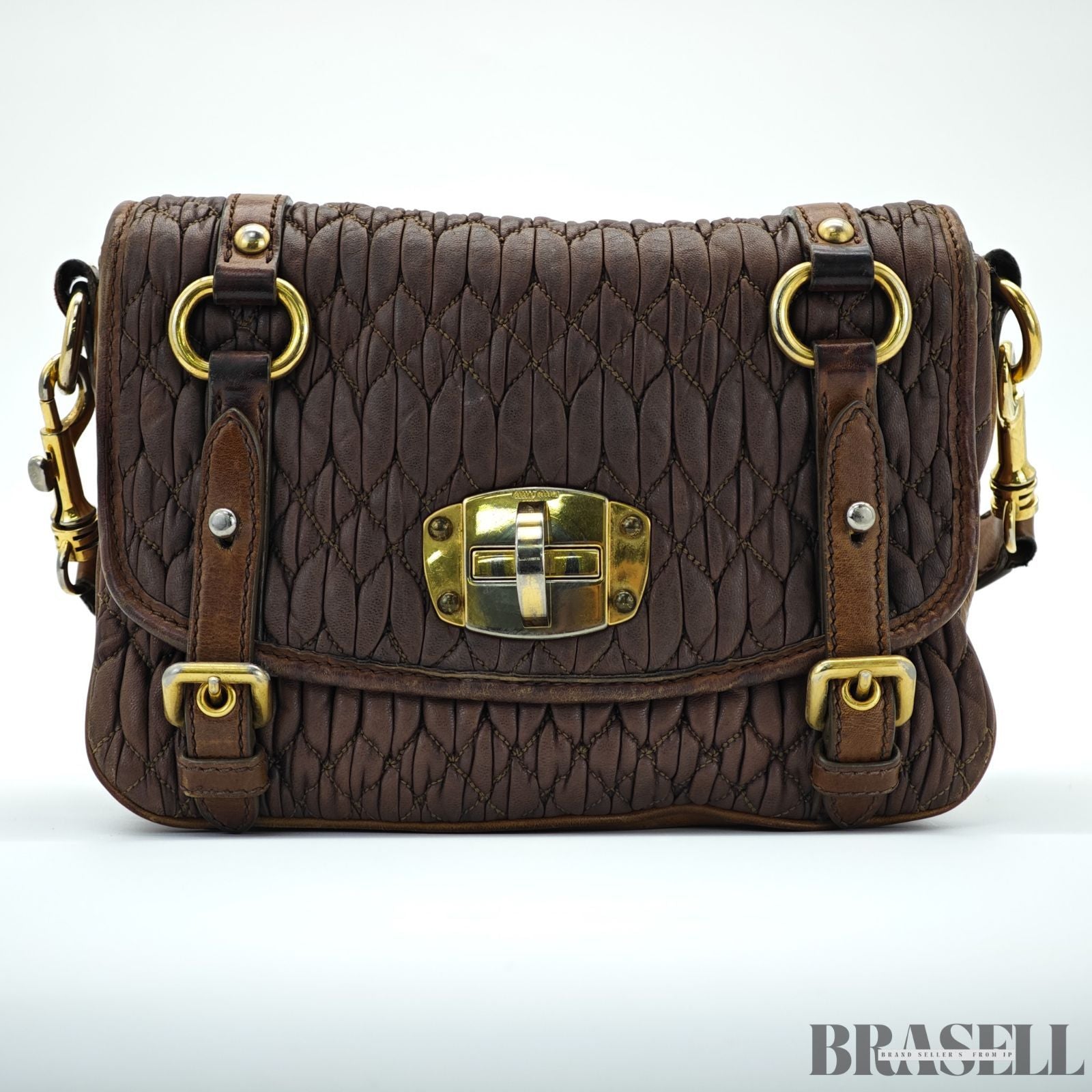 MIUMIU ミュウミュウ ナッパクロケットマテラッセショルダーバッグ バッグ ショルダーバッグ ひねり ブラウン レディース メンズ ギャランティーカード