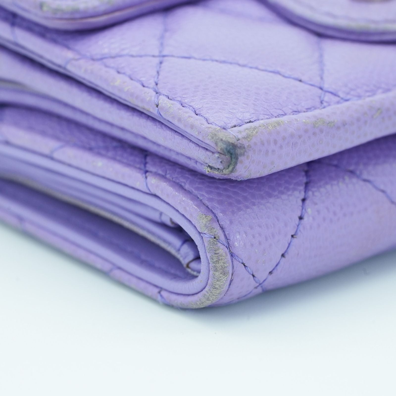 CHANEL マトラッセ 二つ折り財布 コンパクト パープル レディース