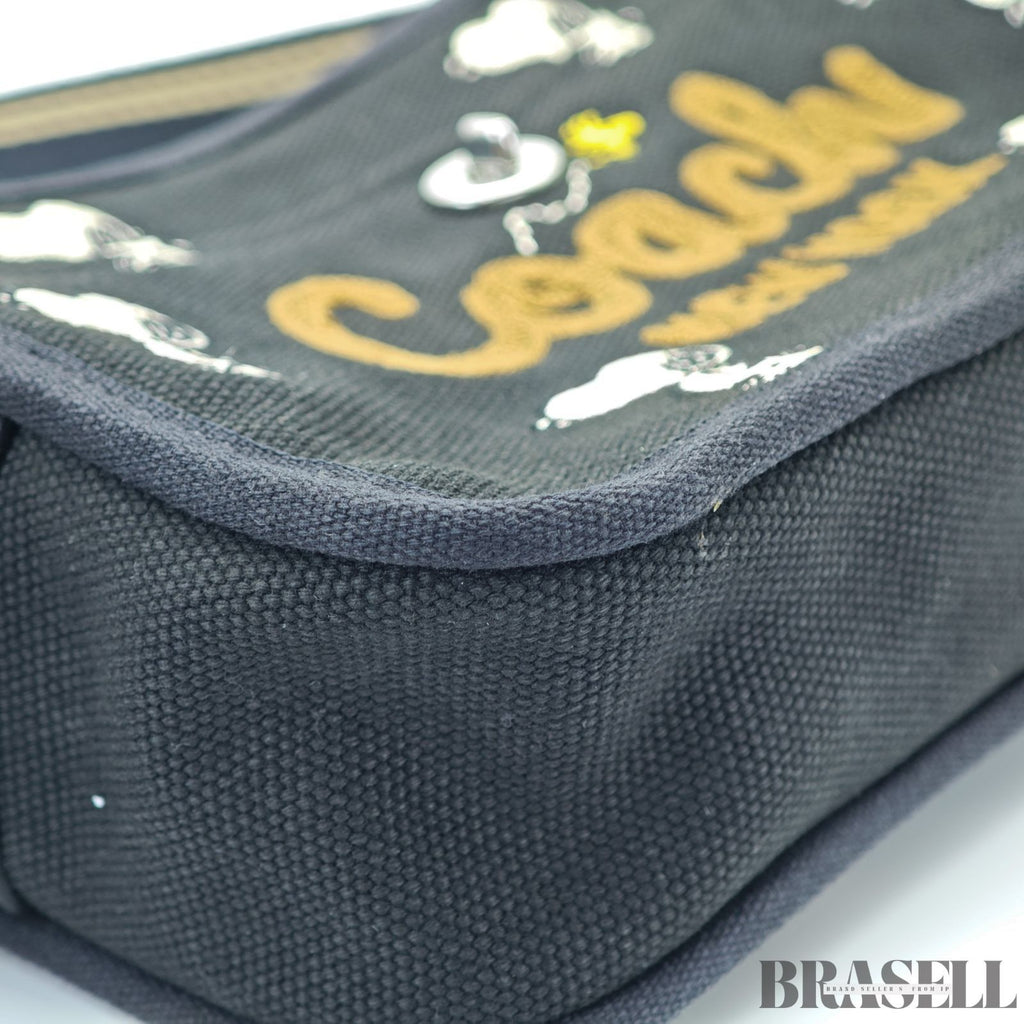 COACH コーチ カーゴ カメラ バッグ・スヌーピー プリント ショルダーバッグ 小さめ コンパクト キャラクター ブラック レディース メンズ 保存袋