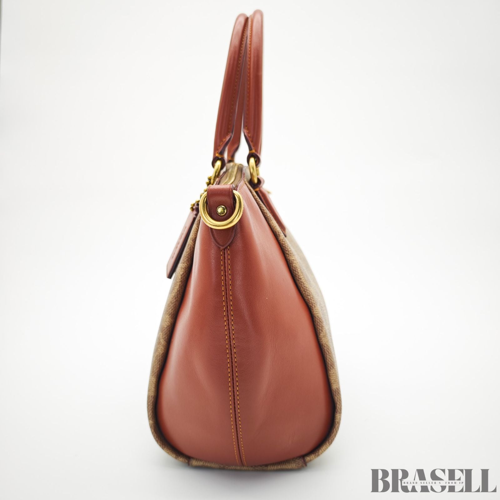 COACH コーチ エリス サッチェル シグネチャー 796364 バッグ トートバッグ ショルダーバッグ 2way ブラウン レンガ色系 ×ベージュ レディース ショルダーストラップ