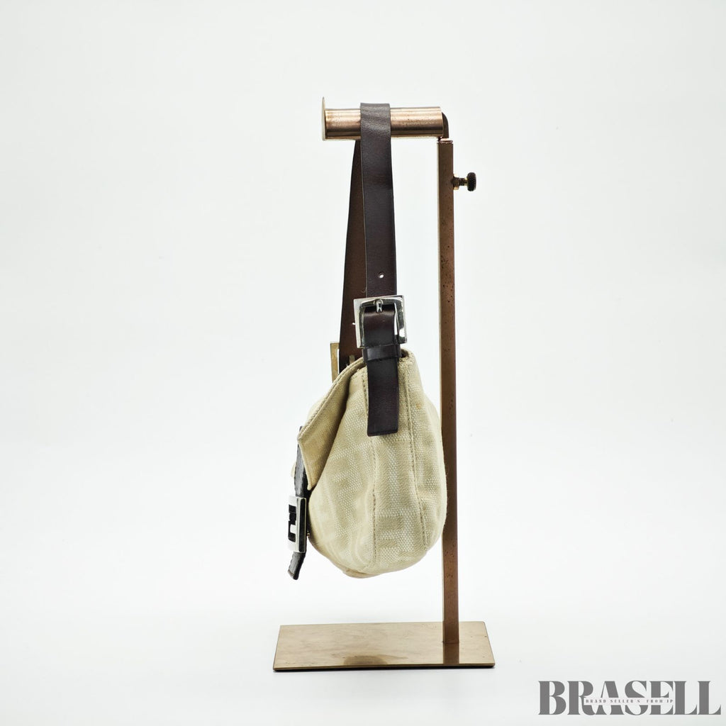 FENDI フェンディ マンマバケット ハンドバッグ  キャンバス レザー ベージュ レディース