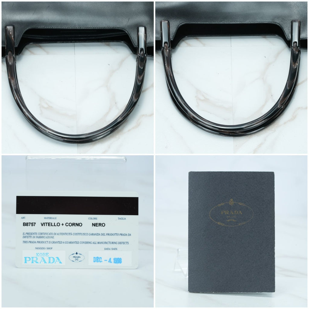 PRADA ヴィッテロ VITELLO CORINO NERO ハンドバッグ BR1277 バッグ トートバッグ ブラック トートバッグ レディース メンズ 保存袋 ギャランティーカード
