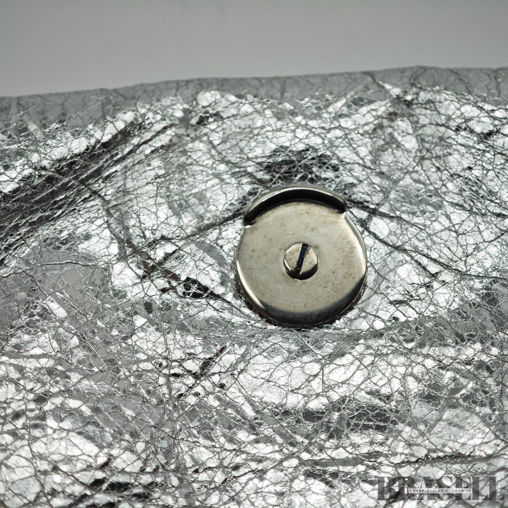 BALENCIAGA バレンシアガ MONACO モナコ ナノバッグ メタライズド ショルダーバッグ コンパクト メタリック シルバー系 レディース