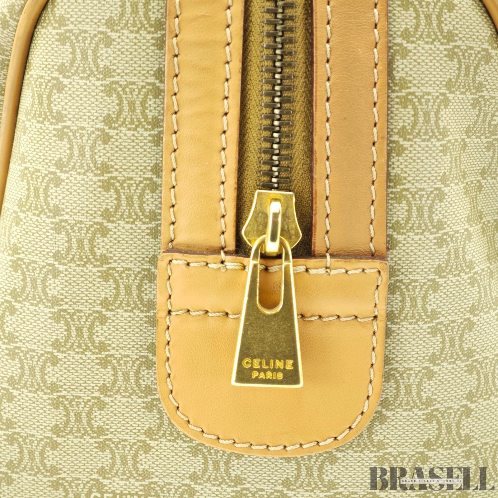 CELINE セリーヌ マカダム ミニボストン ブラウン ベージュ ボストンバッグ レディース