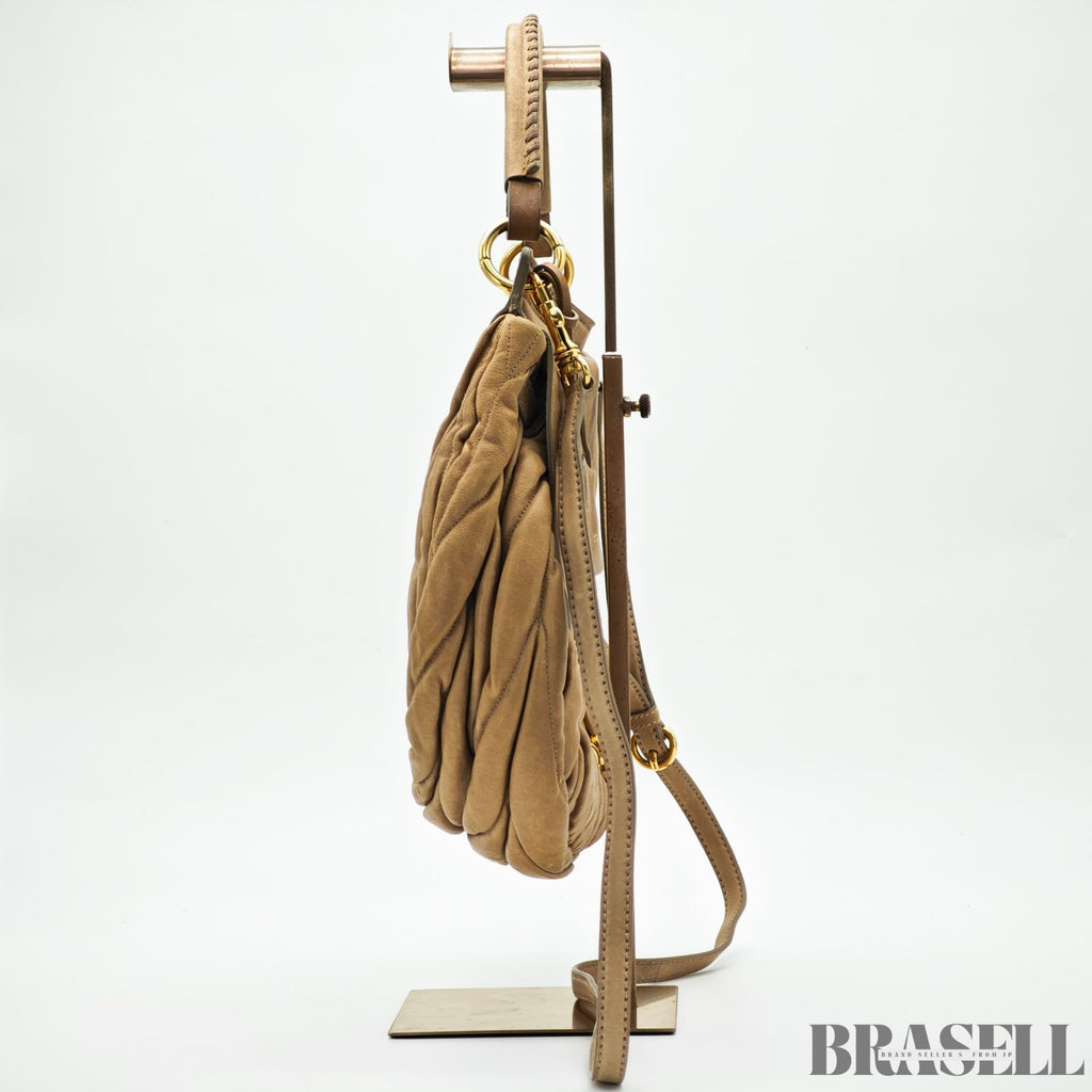 MIUMIU ミュウミュウ マテラッセ レザー ハンドバッグ バッグ 2way ブラウン レディース