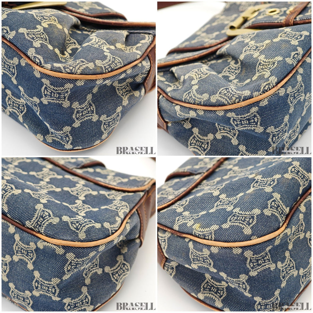 CELINE  セリーヌ パリマカダム ワンショルダーバッグ バッグ ハンドバッグ フラップ デニム ブラウン系 レディース 保存袋