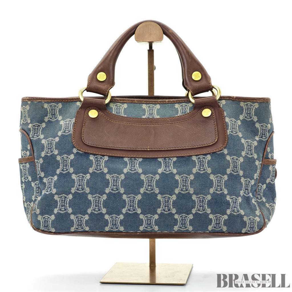 CELINE  セリーヌ マカダム柄 ブギ―バッグ YS00/75 バッグ ハンドバッグ キャンバス ブルーデニム/ブラウン レディース